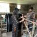 Bandha tie dye yarn preparation Ikat weaving Maniabandha